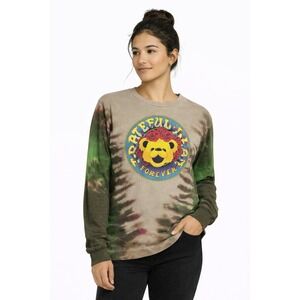 NWT Grateful Dead Bear Tie Dye Pullover Crewneck Sweatshirt Women's Med Graphic